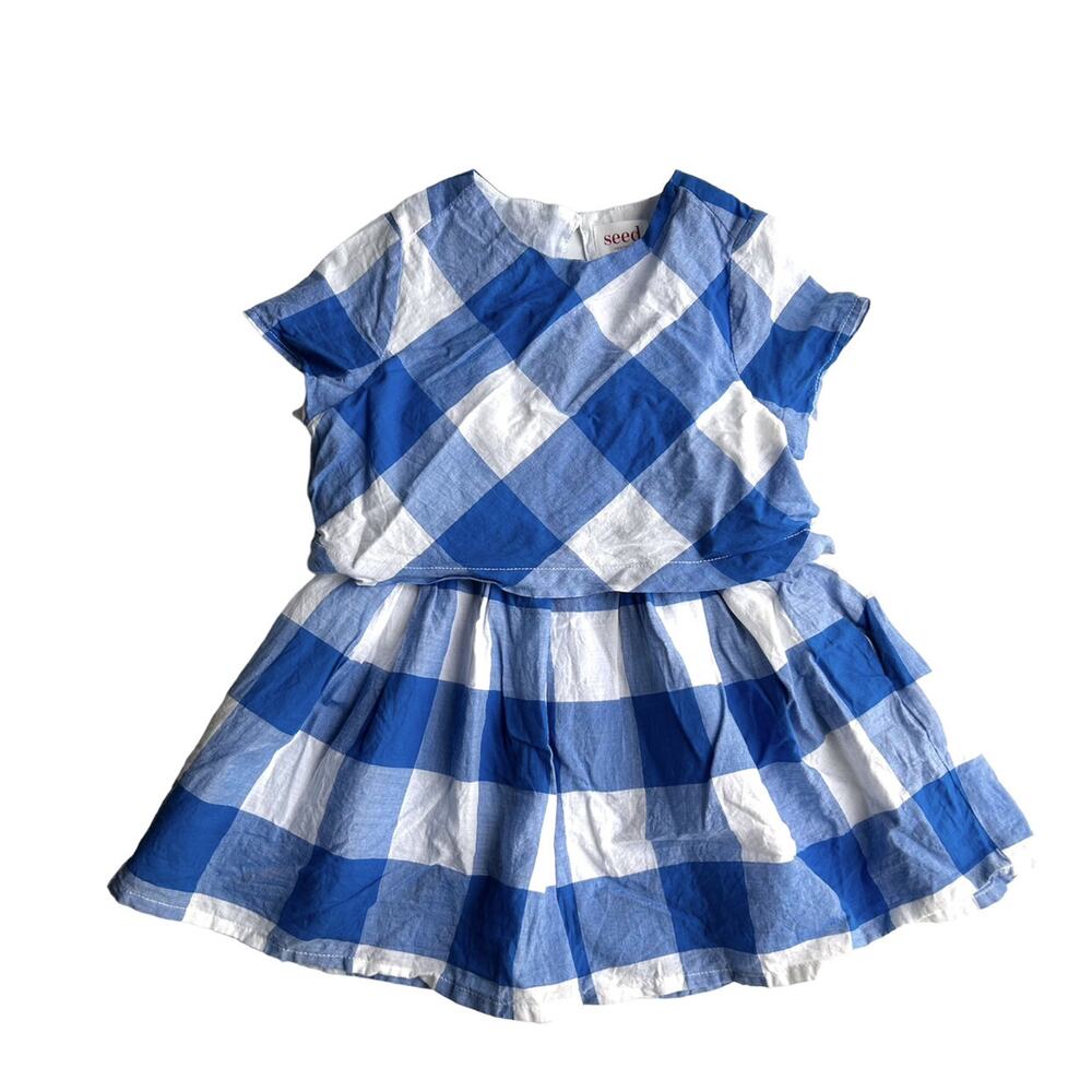Seed Heritage Blue Gingham Double Layer Dress